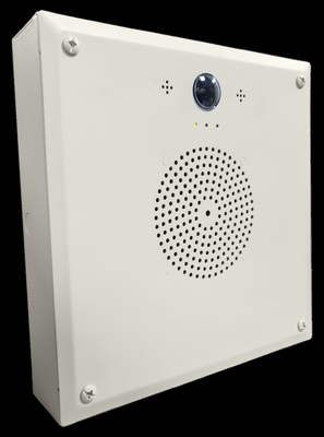 Loa Ip màu trắng Poe Flashers và bề mặt hiển thị đồng hồ được gắn để sử dụng trong nhà